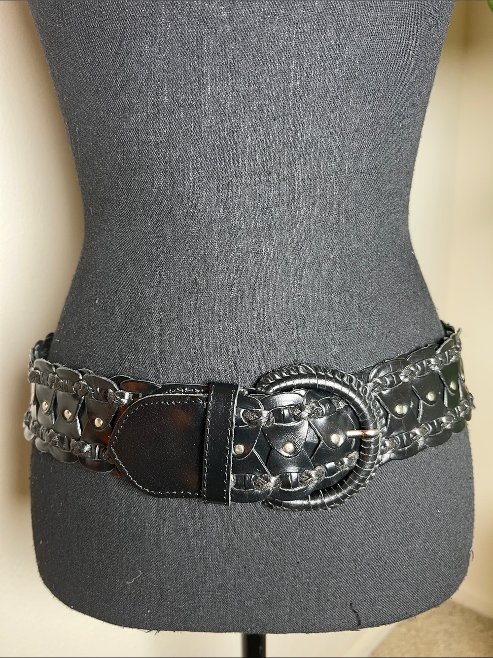 Coldwater Creek Women’s Black Braided Leather Belt Made in India Size Small